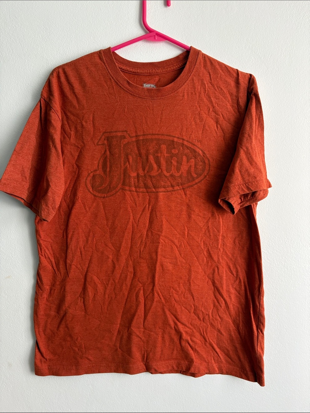 Justin Boots Burnt Orange Short Sleeve Logo Tee